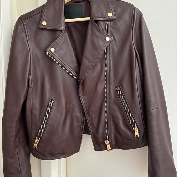 All Saints Dalby Leather Jacket. Beautiful Burgundy color. Never worn. - Picture 3 of 4